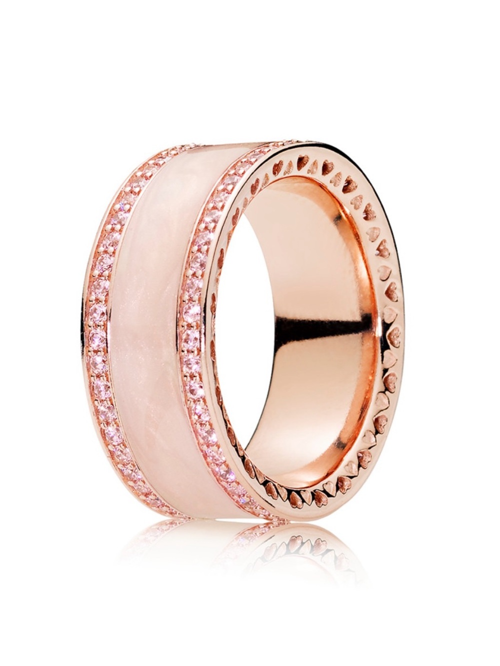 Pandora Retired Pink Enamel Rose Gold Plated Ring Size 4.5